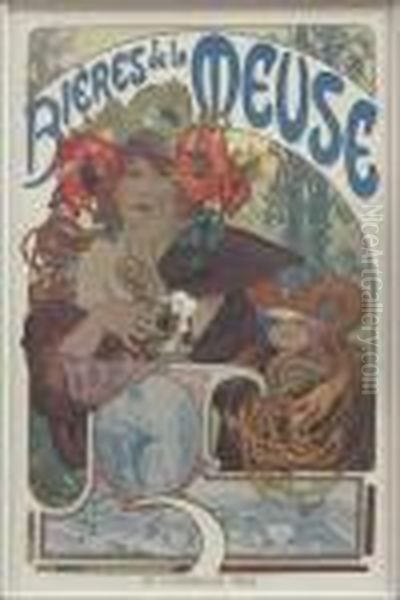 Bieres De La Meuse Oil Painting by Alphonse Maria Mucha