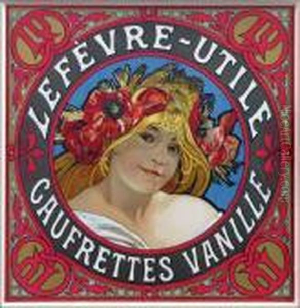 Lefrevre-utile/gaufrettes Vanille Oil Painting by Alphonse Maria Mucha