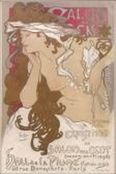 Salon Des Cents /xxeme Exposition Oil Painting by Alphonse Maria Mucha