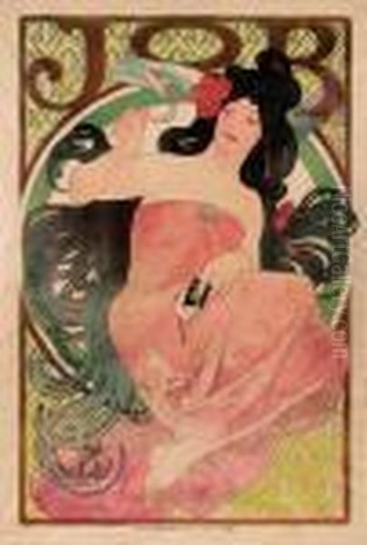 Job (r./w. 51) Oil Painting by Alphonse Maria Mucha