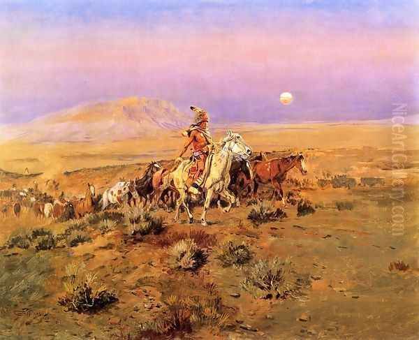 The Horse Thieves Oil Painting by Charles Marion Russell