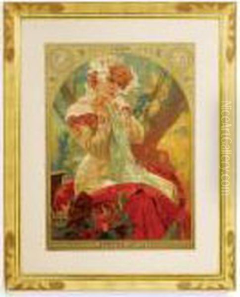 Poster For Lefevre-utile Oil Painting by Alphonse Maria Mucha