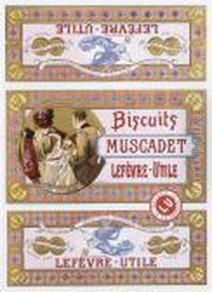 Biscuits Muscadet Oil Painting by Alphonse Maria Mucha