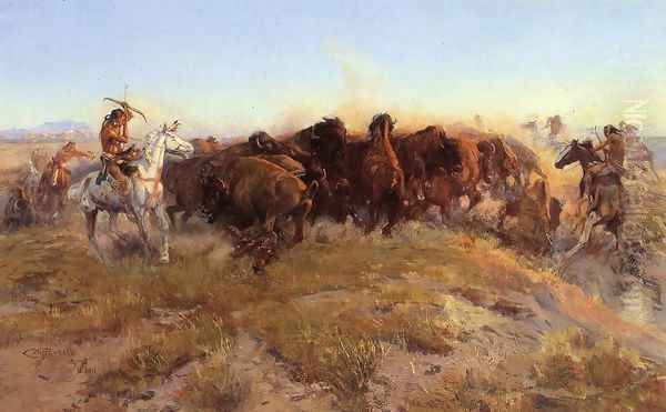 The Surround Oil Painting by Charles Marion Russell