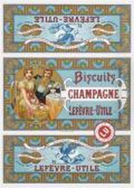 Biscuits Champagne Oil Painting by Alphonse Maria Mucha