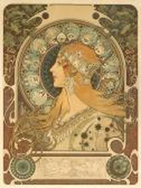 Zodiac Oil Painting by Alphonse Maria Mucha