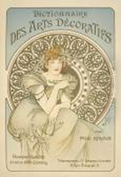 Dictionnaire Des Arts Decoratifs Oil Painting by Alphonse Maria Mucha