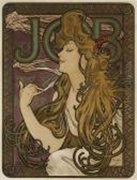 Job Oil Painting by Alphonse Maria Mucha