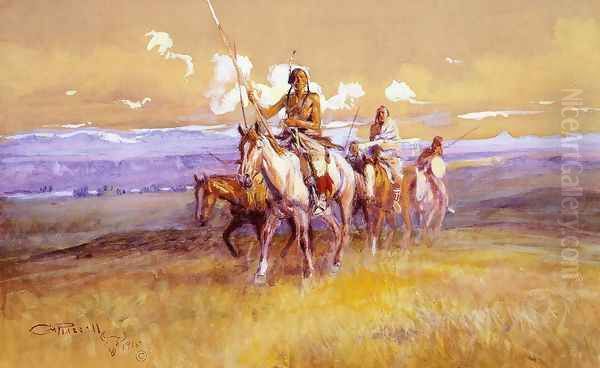 Indian Party Oil Painting by Charles Marion Russell