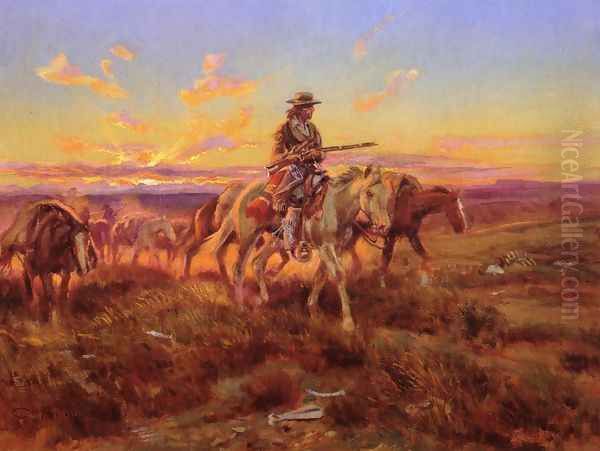 The Free Trader Oil Painting by Charles Marion Russell