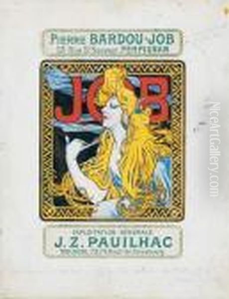 Projet De Publicite Pour Pierre Bardou-job Oil Painting by Alphonse Maria Mucha