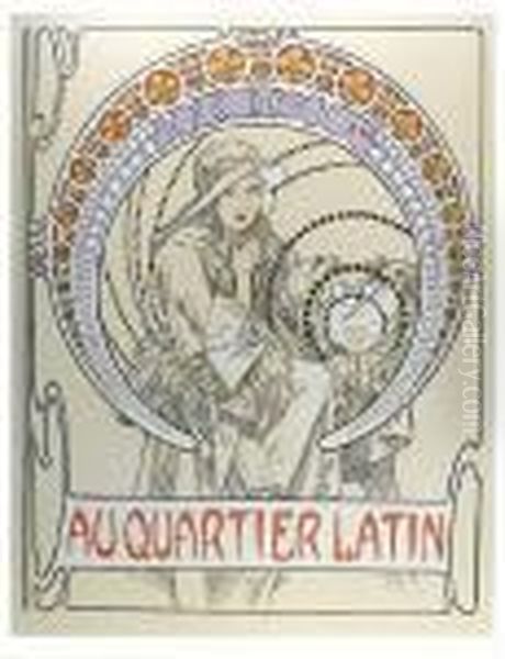 Au Quartier Latin Ii, 65
 1982 Oil Painting by Alphonse Maria Mucha