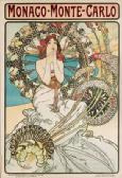 Monacoâ€¢monte-carlo Oil Painting by Alphonse Maria Mucha