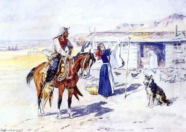 Thoroughman's Home on the Range Oil Painting by Charles Marion Russell