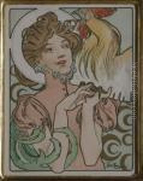 Title: Design For Cocorico Oil Painting by Alphonse Maria Mucha