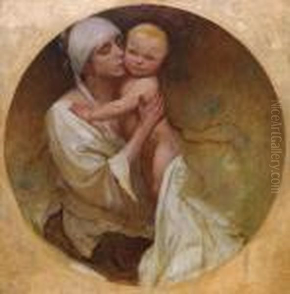 Matka S Ditetem Oil Painting by Alphonse Maria Mucha