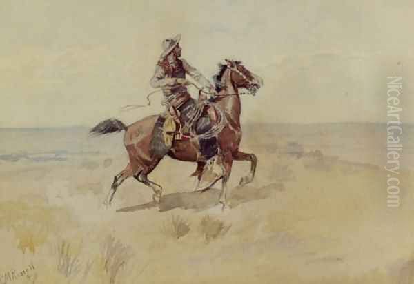 Cowboy On The Range Oil Painting by Charles Marion Russell