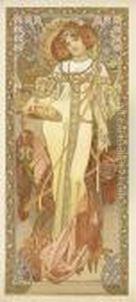 L'automne (bridges P50) Oil Painting by Alphonse Maria Mucha