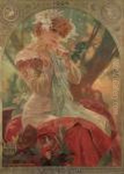 Lefevre Utile - Sarah Bernhardt - La Princesse Lointaine Oil Painting by Alphonse Maria Mucha