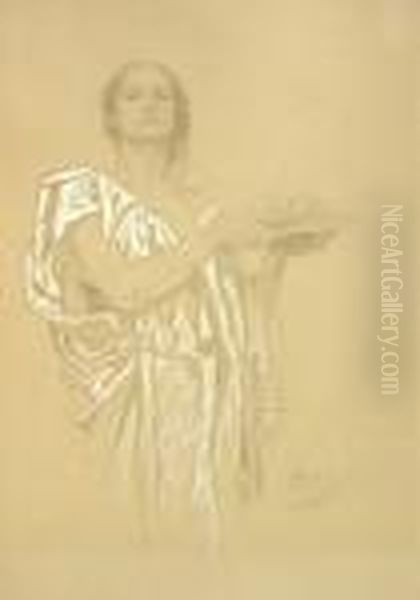 Divka Odena V Draperii Oil Painting by Alphonse Maria Mucha