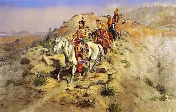 On the Warpath Oil Painting by Charles Marion Russell