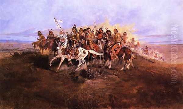 The War Party Oil Painting by Charles Marion Russell