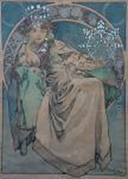 Untitled Oil Painting by Alphonse Maria Mucha