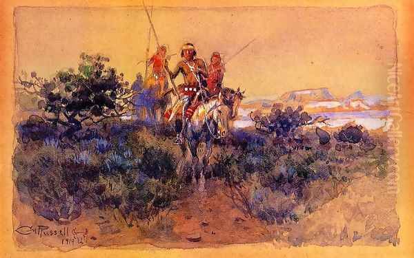 Return of the Navajos Oil Painting by Charles Marion Russell