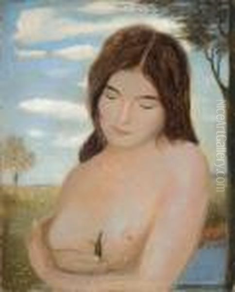 Junge Frau Mit Eidechse / Madchen Mit Salamander Oil Painting by Otto Mueller