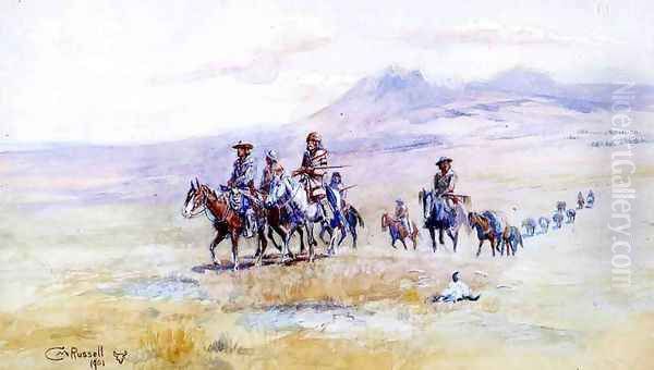 Coming across the Plain Oil Painting by Charles Marion Russell