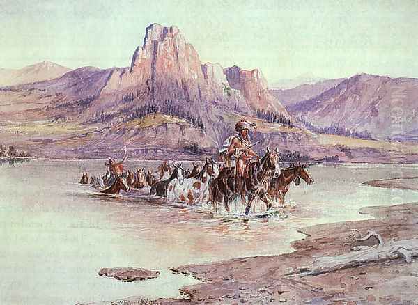 Return of the Horse Thieves 1900 Oil Painting by Charles Marion Russell