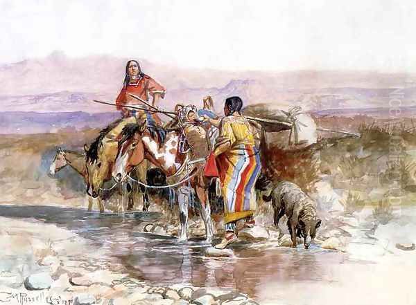 Thirsty Oil Painting by Charles Marion Russell