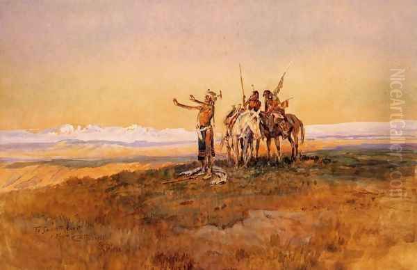 Invocation to the Sun Oil Painting by Charles Marion Russell