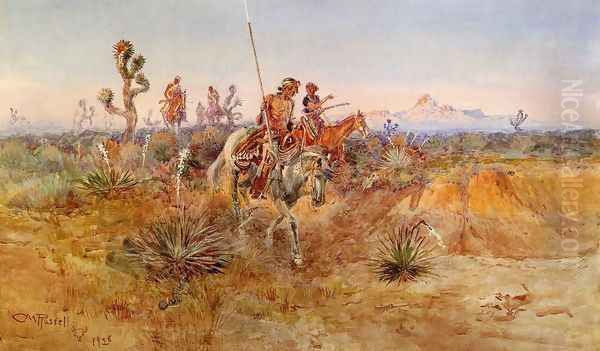 Navajo Trackers Oil Painting by Charles Marion Russell