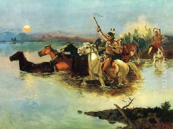 Crossing the Range Oil Painting by Charles Marion Russell