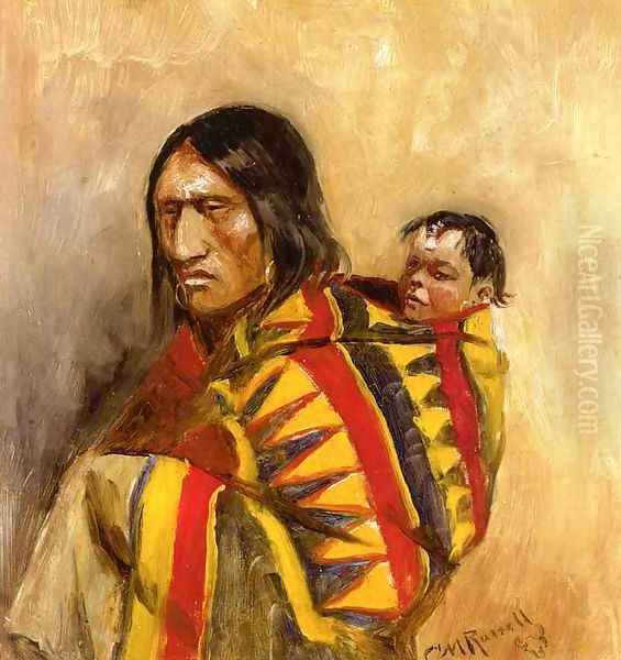 Stone-in-Moccasin Woman Oil Painting by Charles Marion Russell