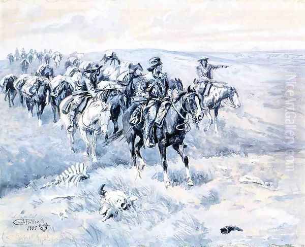 The First Trappers Oil Painting by Charles Marion Russell