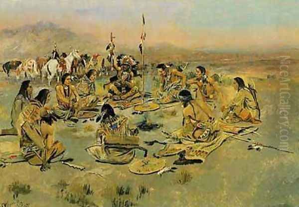 War Council on the Plains Oil Painting by Charles Marion Russell