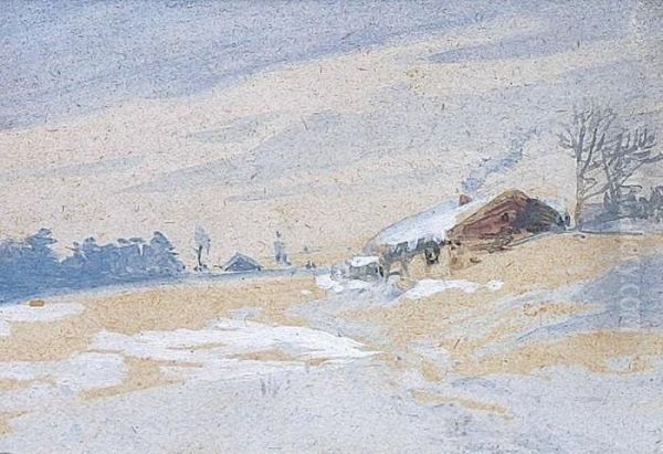 Haus Im Schnee Oil Painting by Hugo Muhlig