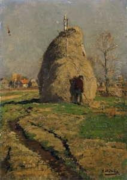 Bei Der Heuernte. Oil Painting by Hugo Muhlig