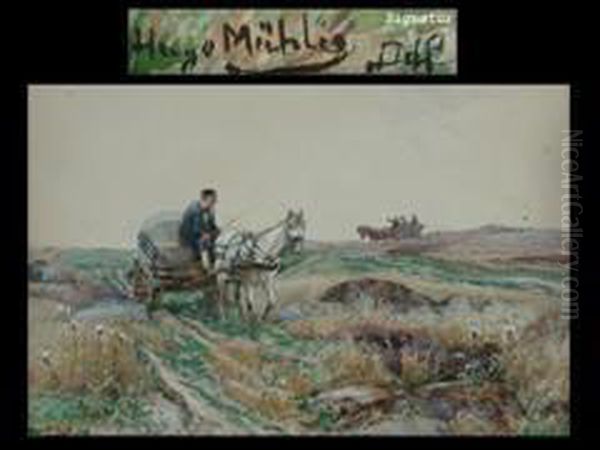 Pferdefuhrwerke Oil Painting by Hugo Muhlig