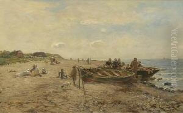 Strandleben. Oil Painting by Hugo Muhlig