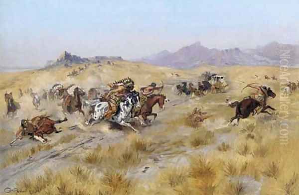 The Attack 2 Oil Painting by Charles Marion Russell