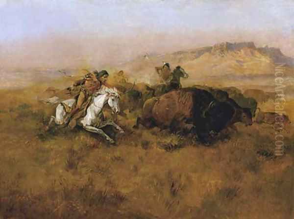 Buffalo Hunt No. 12 Oil Painting by Charles Marion Russell