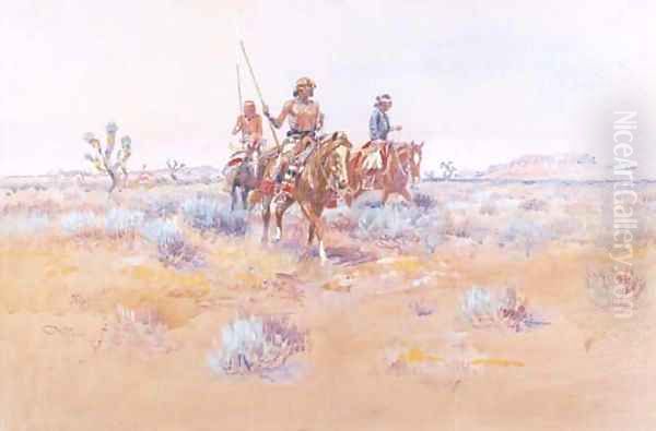 The Navajos Oil Painting by Charles Marion Russell