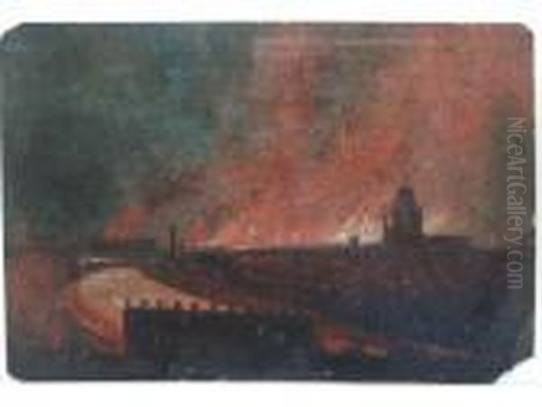 A View Of The City Of Bristol During The Night Of Sunday Oil Painting by William James Muller