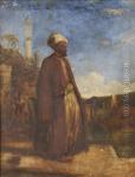 Myller Portrait Of An Arab Oil Painting by William James Muller