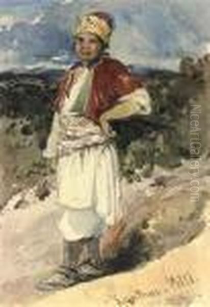 A Young Turkish Boy, Xanthus, Asia Minor Oil Painting by William James Muller