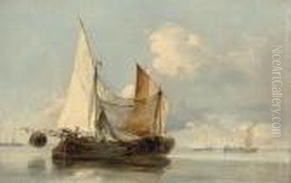 Trabaccoli And Other Craft On The Venetian Lagoon Oil Painting by William James Muller