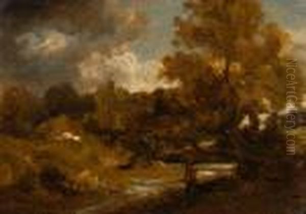 Angler On The River In Autumn Oil Painting by William James Muller